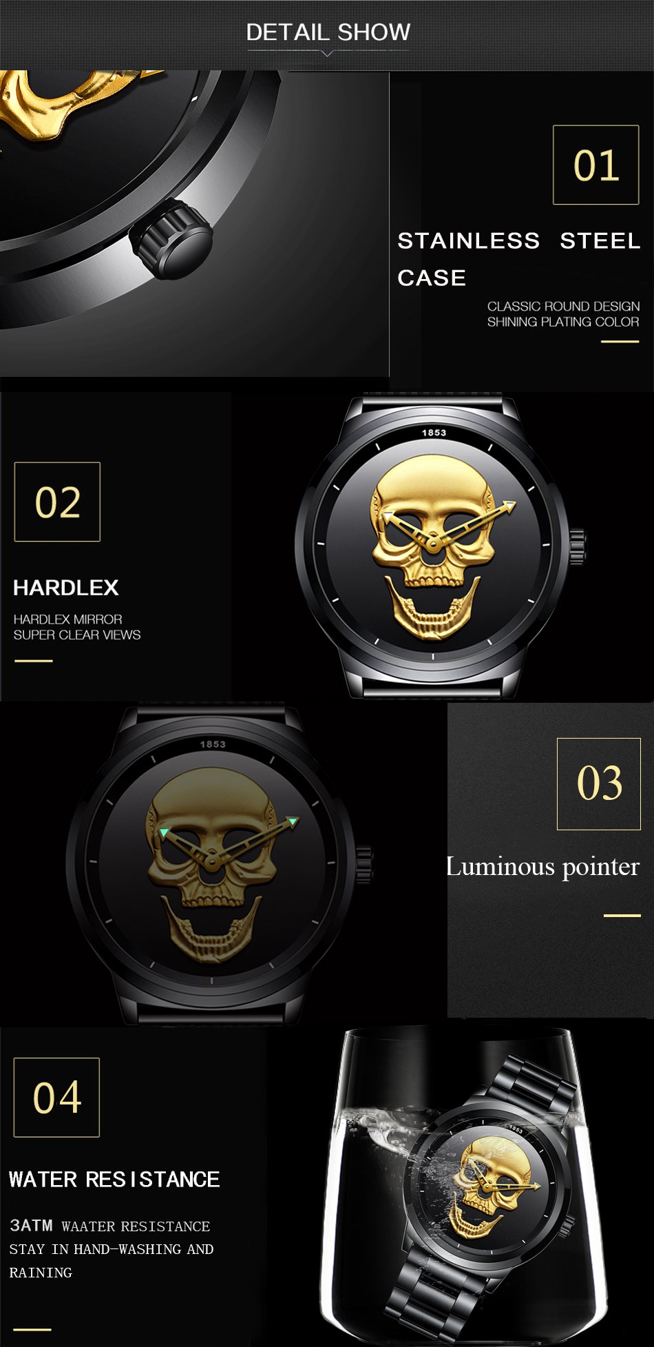 LIGE Apex – pánské hodinky, černá - Obrázek 3