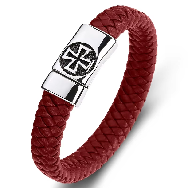 Predator Q1 Ashstone – pánské náramky, červená, kříž, 21cm