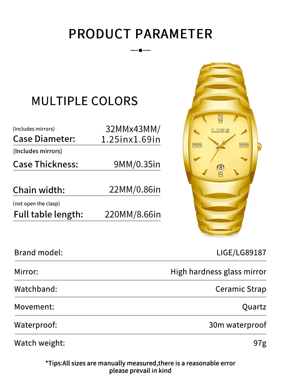 LIGE Éveil – dámské hodinky, zlatá - Obrázek 4