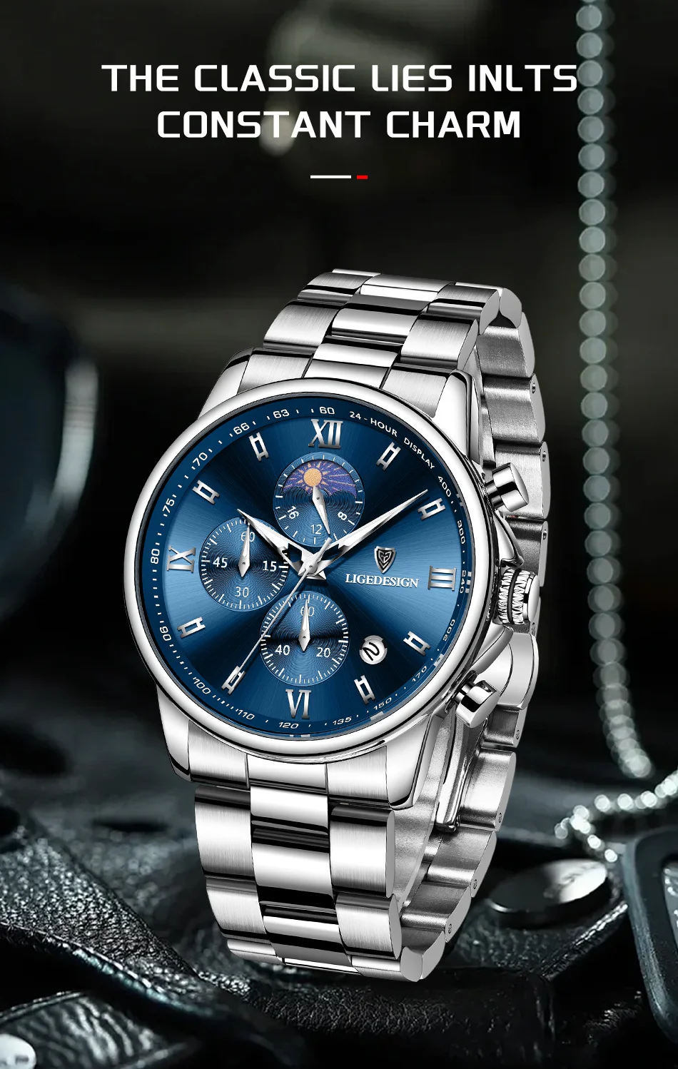 LIGE Iron Soul – pánské hodinky, modrá - Obrázek 4