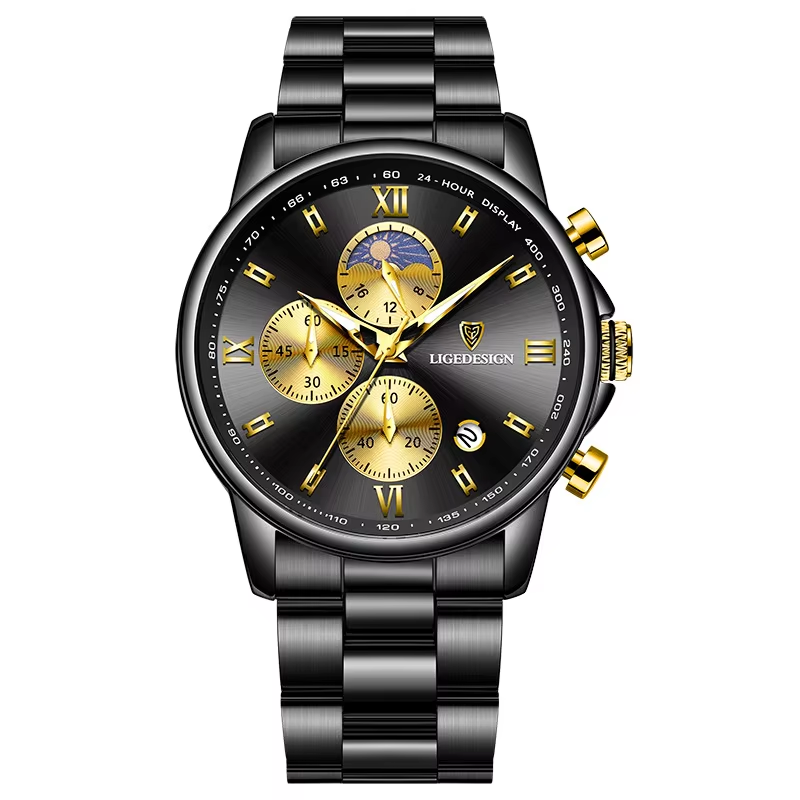 LIGE Darkfire – pánské hodinky, černá