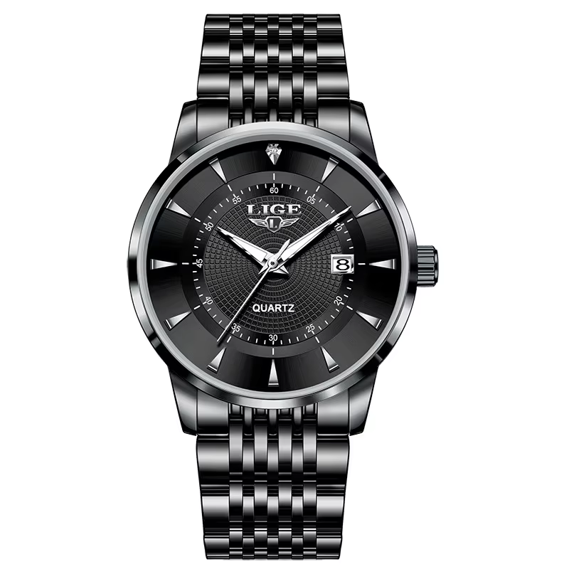 LIGE Iron Flame – pánské hodinky, černá