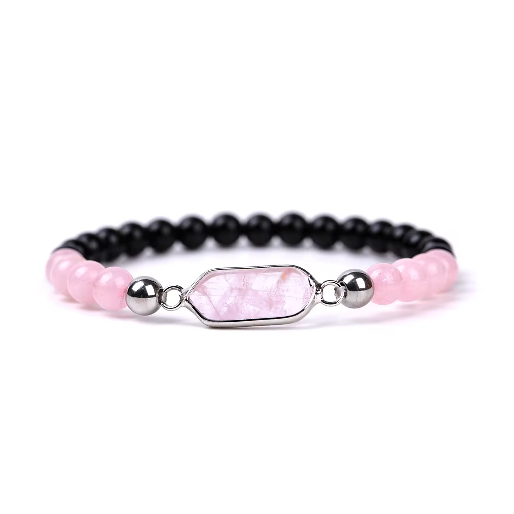 Silver Star Topazwind – dámské náramky, Rose Quartz Black Onyx - Obrázek 3