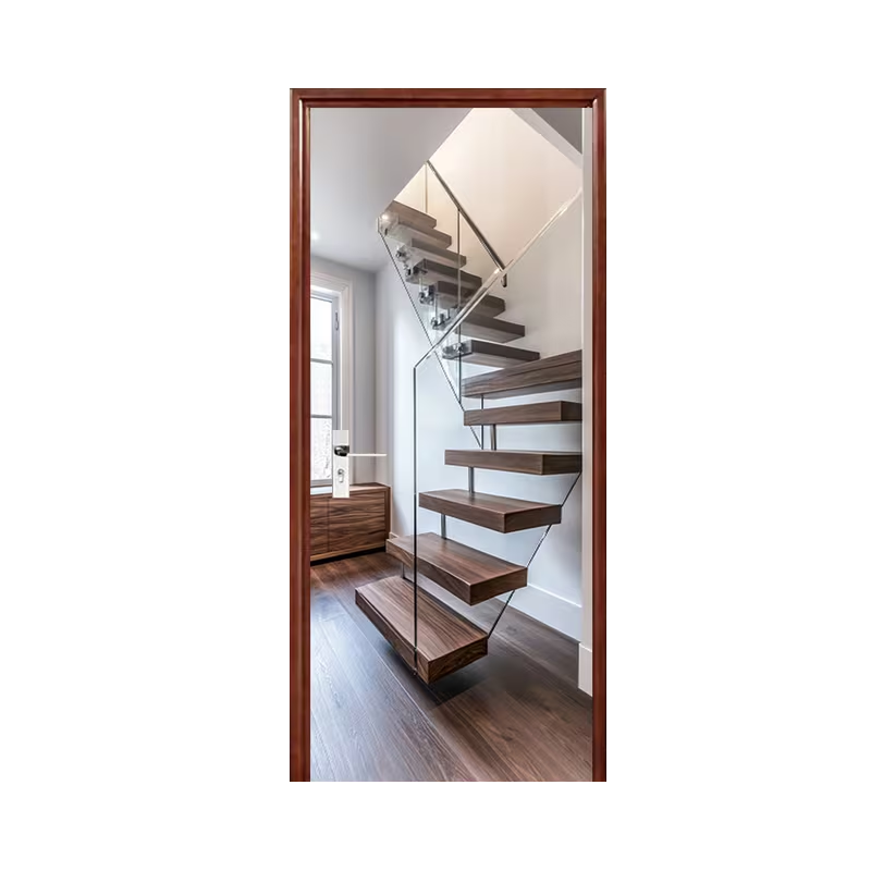 Predator Q1 - samolepící tapeta 2D na dveře, moderní schodiště, 77x200cm