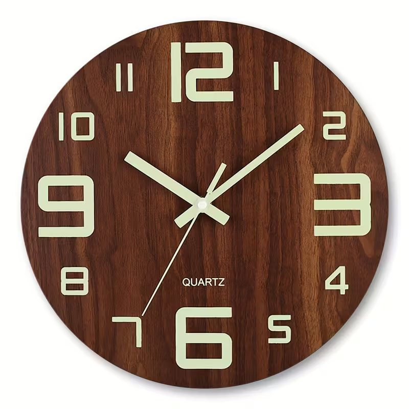 Predator Q1 - moderní dřevěné svítící nástěnné hodiny 30cm x 30cm