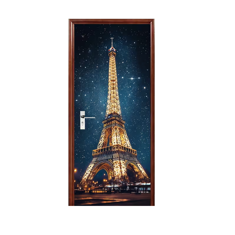 Predator Q1 - samolepící tapeta 2D na dveře, Eiffelova věž, noc