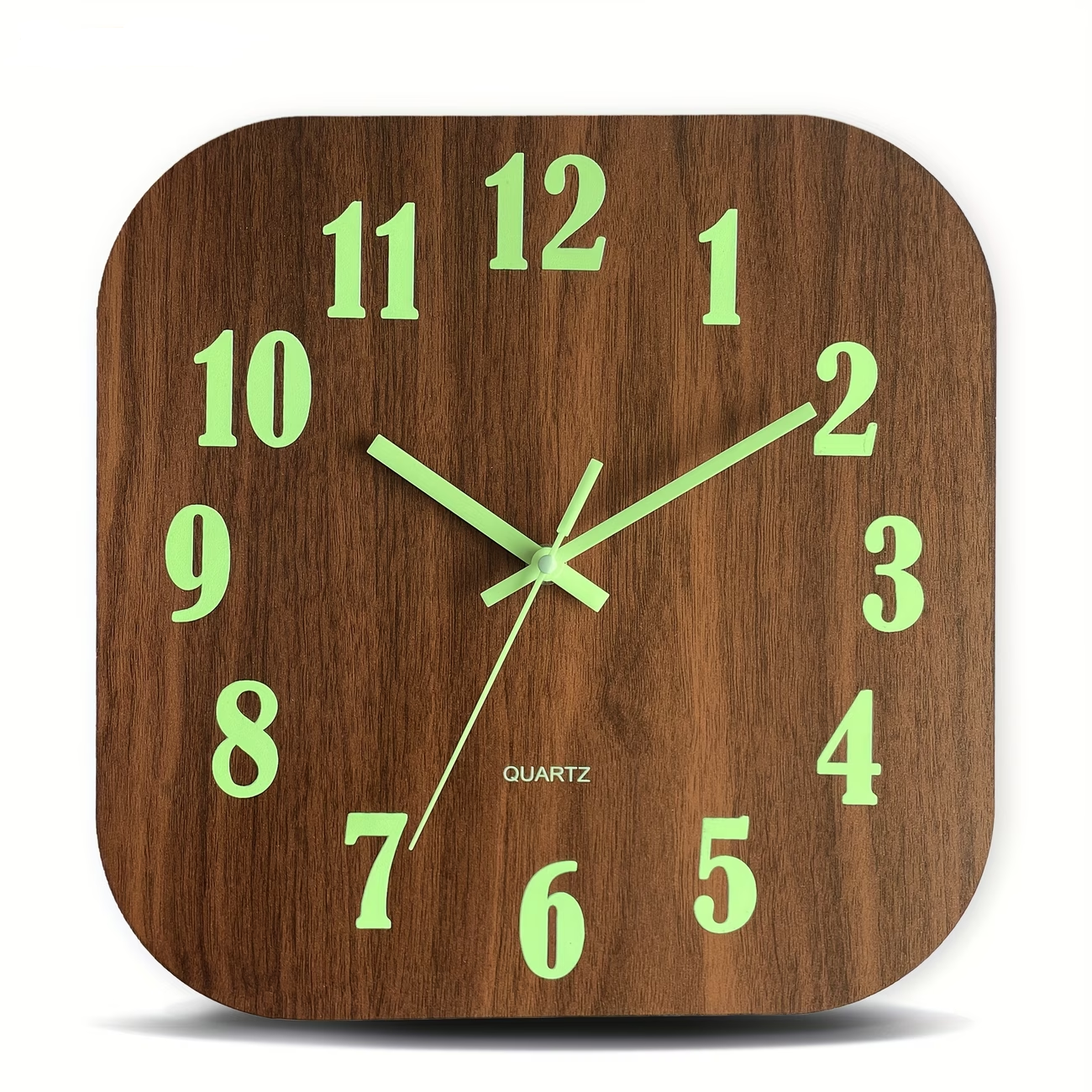 Predator Q1 - moderní dřevěné toskánské nástěnné hodiny svítící, čtvercové 30cm x 30cm