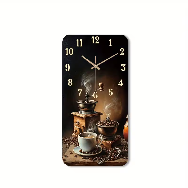 Predator Q1 - nástěnné hodiny s designem kávovaru a šálku,58cm x 29cm