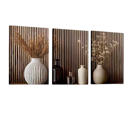 Predator Q1 - obraz SET 3 kusy, zarámované plátno, vázy na květiny