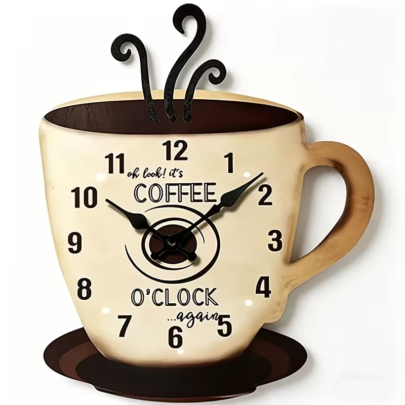 Predator Q1 -  nástěnné hodiny kávový O'Clock kreativní nástěnné hodiny ve tvaru šálku kávy 23cm x 28cm